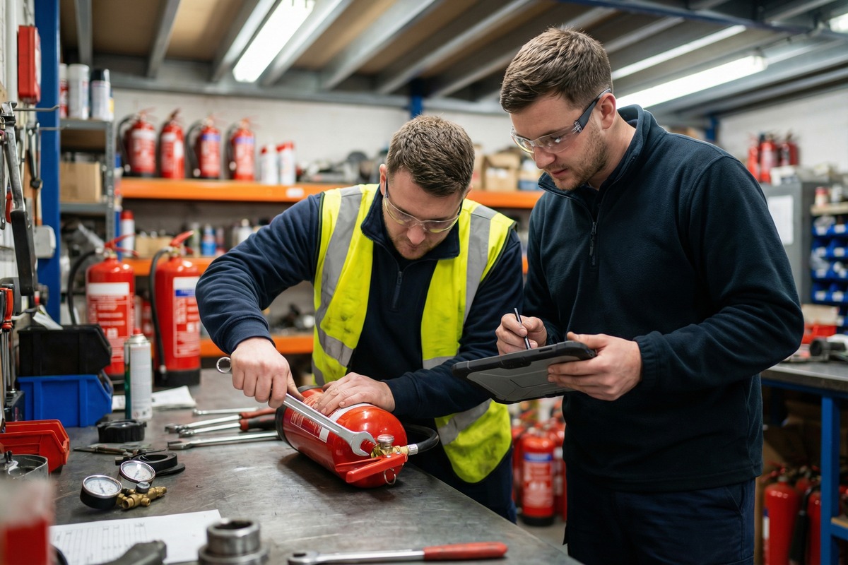 C and H Fire Protection team delivering fire extinguisher servicing & supply
