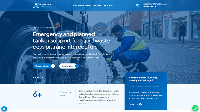 Aquatek Website Design - Water Treatment and Services Web Solution